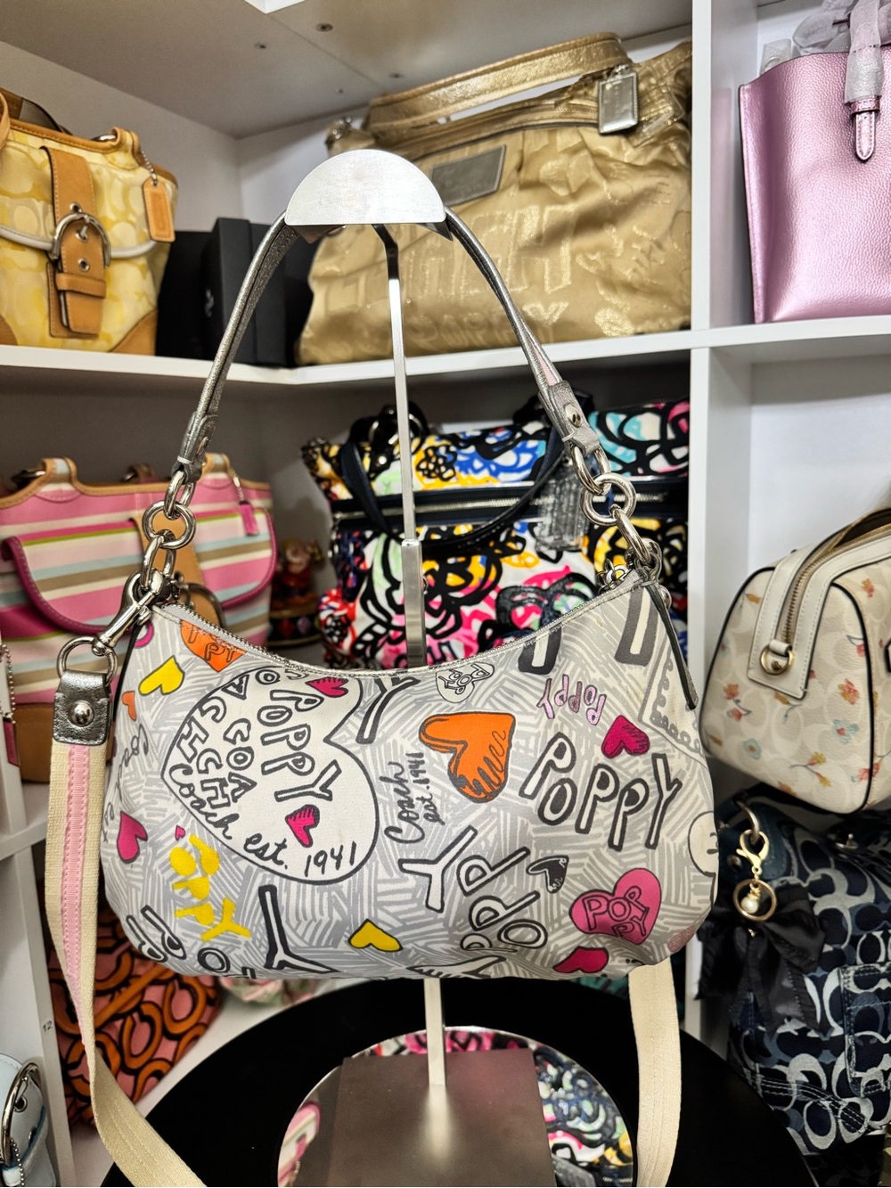 Coach Poppy Graffiti Print Shoulder Bag - Picture 6 of 11